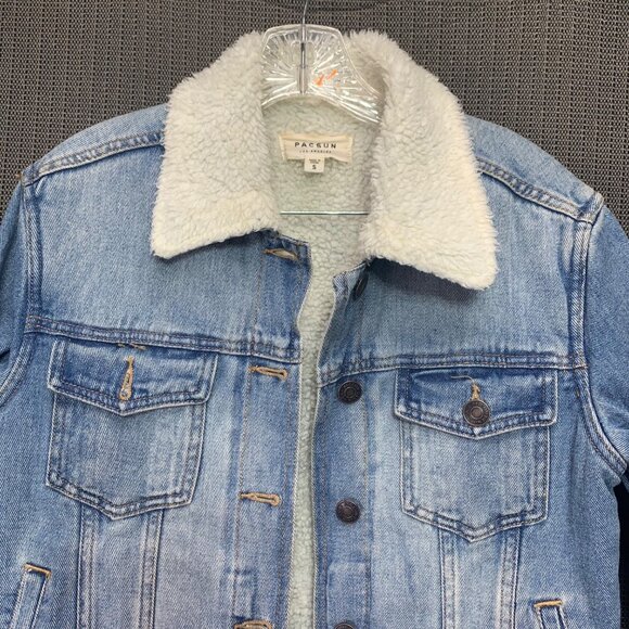 Pacsun Sherpa-Lined Denim Jacket With Button Closure Size S - Picture 4 of 7
